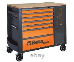Beta RSC24L-CAB/O 7 Drawer Mobile Roller Cabinet and Tool Cabinet Orange would be translated to French as: Cabinet mobile à tiroirs Beta RSC24L-CAB/O avec roulettes et cabinet à outils orange.
