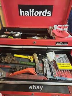 Boîte à outils US PRO TOOLS avec chariot à roulettes et tiroirs à roulement à billes rouge