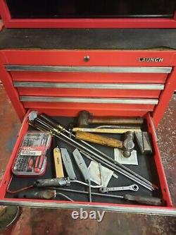 Boîte à outils US PRO TOOLS avec chariot à roulettes et tiroirs à roulement à billes rouge
