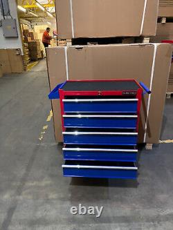 Boîte à outils à roulettes en acier rouge et bleu Us Pro Tools avec 5 tiroirs