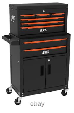 Boîte à outils coffre supérieur armoire de rangement chariot à roulettes avec glissières à billes 6 tiroirs