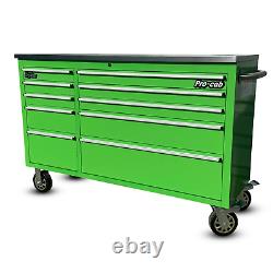 Boîte à outils de banc à tiroirs en acier inoxydable vert CRYTEC Pro Cab 55 pouces
