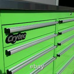 Boîte à outils de banc à tiroirs en acier inoxydable vert CRYTEC Pro Cab 55 pouces