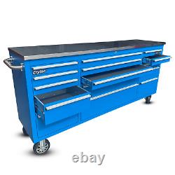 Boîte à outils en acier inoxydable CRYTEC Pro Cab 72 pouces bleue, coffre de rangement, vente