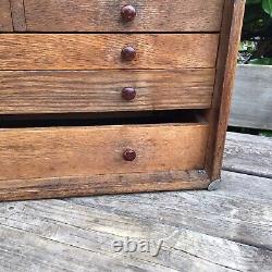 Boîte à outils en bois d'outilleur d'ingénieur vintage avec 6 tiroirs sans face