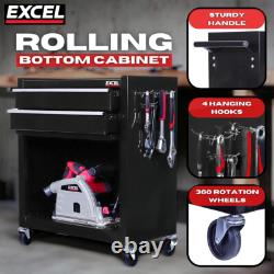 Boîte à outils portable à 8 tiroirs de 25 po, coffre supérieur, armoire de rangement pour garage, meuble à roulettes noir, neuf