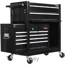Boîte à outils portable à 8 tiroirs de 25 po, coffre supérieur, armoire de rangement pour garage, meuble à roulettes noir, neuf