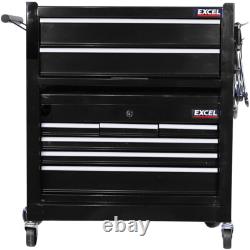Boîte à outils portable à 8 tiroirs de 25 po, coffre supérieur, armoire de rangement pour garage, meuble à roulettes noir, neuf