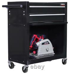 Boîte à outils portable à 8 tiroirs de 25 po, coffre supérieur, armoire de rangement pour garage, meuble à roulettes noir, neuf