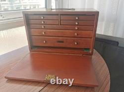Boîte/armoire/coffre à outils en bois vintage avec 7 tiroirs pour ingénieurs/fabricants d'outils