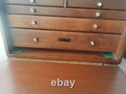 Boîte/armoire/coffre à outils en bois vintage avec 7 tiroirs pour ingénieurs/fabricants d'outils
