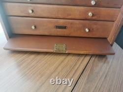 Boîte/armoire/coffre à outils en bois vintage avec 7 tiroirs pour ingénieurs/fabricants d'outils