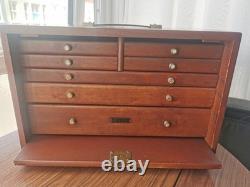 Boîte/armoire/coffre à outils en bois vintage avec 7 tiroirs pour ingénieurs/fabricants d'outils
