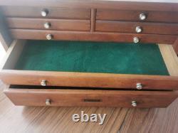 Boîte/armoire/coffre à outils en bois vintage avec 7 tiroirs pour ingénieurs/fabricants d'outils