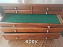 Boîte/armoire/coffre à outils en bois vintage avec 7 tiroirs pour ingénieurs/fabricants d'outils