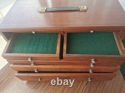 Boîte/armoire/coffre à outils en bois vintage avec 7 tiroirs pour ingénieurs/fabricants d'outils