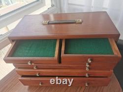 Boîte/armoire/coffre à outils en bois vintage avec 7 tiroirs pour ingénieurs/fabricants d'outils