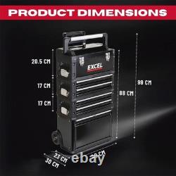 Boîte de rangement pour outils à 4 tiroirs Excel 20 Mobile Cabinet avec roulettes pour garage, coffre à outils