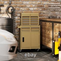 COSTWAY Coffre à outils roulant à 5 tiroirs, armoire de rangement à outils haute capacité, jaune