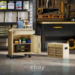 COSTWAY Coffre à outils roulant à 5 tiroirs, armoire de rangement à outils haute capacité, jaune