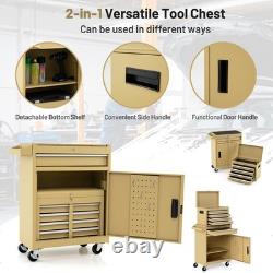 COSTWAY Coffre à outils roulant à 5 tiroirs, armoire de rangement à outils haute capacité, jaune