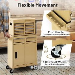 COSTWAY Coffre à outils roulant à 5 tiroirs, armoire de rangement à outils haute capacité, jaune