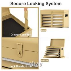 COSTWAY Coffre à outils roulant à 5 tiroirs, armoire de rangement à outils haute capacité, jaune