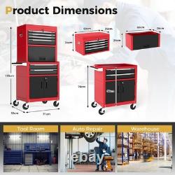 COSTWAY Coffre à outils roulant à 6 tiroirs 3 en 1 armoire de rangement pour outils robuste - rouge