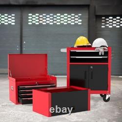 COSTWAY Coffre à outils roulant à 6 tiroirs 3 en 1 armoire de rangement pour outils robuste - rouge