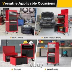 COSTWAY Coffre à outils roulant à 6 tiroirs 3 en 1 armoire de rangement pour outils robuste - rouge