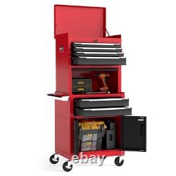 COSTWAY Coffre à outils roulant à 6 tiroirs 3 en 1 armoire de rangement pour outils robuste - rouge