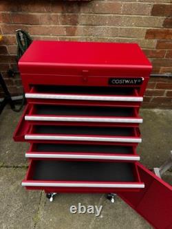 COSTWAY Coffre à outils roulant à 6 tiroirs pour garage sur roulettes rouge