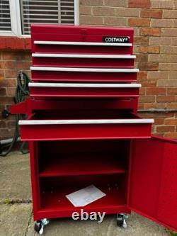 COSTWAY Coffre à outils roulant à 6 tiroirs pour garage sur roulettes rouge