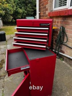 COSTWAY Coffre à outils roulant à 6 tiroirs pour garage sur roulettes rouge