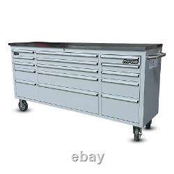 CRYTEC Pro Cab 72in Banc à tiroirs en acier inoxydable gris coffre à outils cabinet