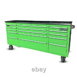 CRYTEC Pro Cab 72in Vert Acier Inoxydable Tiroir Banc Outils Coffre Cabinet