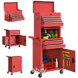 Cabinet à outils 6 tiroirs armoire boîte à outils roulant coffre d'équipement avec roues tableau perforé