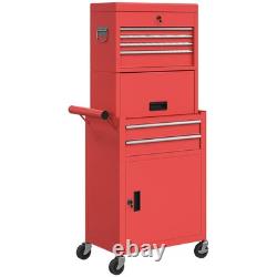 Cabinet à outils 6 tiroirs armoire boîte à outils roulant coffre d'équipement avec roues tableau perforé