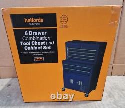 Cabinet à outils Halfords avec 6 tiroirs 681 x 1147 x 422 mm Bleu (Dommages d'angle) B+
