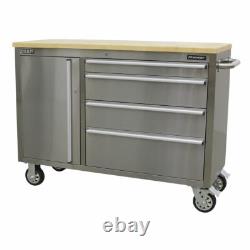 Cabinet à outils Sealey mobile en acier inoxydable avec 4 tiroirs verrouillables Premier