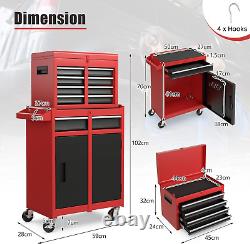 Cabinet à outils, coffre à outils en métal verrouillable 2 en 1 avec cabinet supérieur amovible, Wh