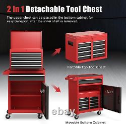Cabinet à outils, coffre à outils en métal verrouillable 2 en 1 avec cabinet supérieur amovible, Wh
