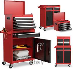 Cabinet à outils, coffre à outils en métal verrouillable 2 en 1 avec cabinet supérieur amovible, Wh