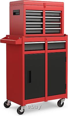 Cabinet à outils, coffre à outils en métal verrouillable 2 en 1 avec cabinet supérieur amovible, Wh