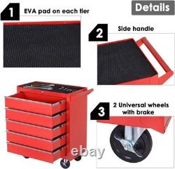 Cabinet à outils en acier à 5 tiroirs verrouillable avec roulettes, solution de rangement portable