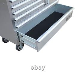 Cabinet à outils en acier inoxydable à 6 tiroirs avec serrure, roulettes et bois de caoutchouc de 30 mm