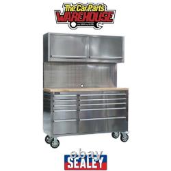 Cabinet à outils mobile en acier inoxydable Sealey AP5520SS PremierT 10 tiroirs avec