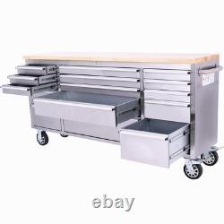 Cabinet à outils mobile en acier inoxydable à 15 tiroirs de 72 pouces