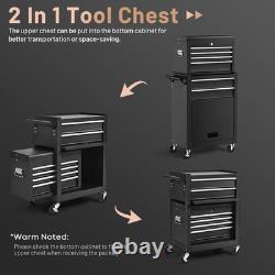 Cabinet à outils noir à 6 tiroirs de 107,5 cm, boîte de rangement robuste avec design verrouillable