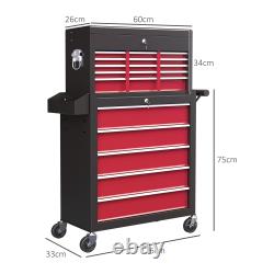 Cabinet à outils roulant avec 14 tiroirs coffre à outils verrouillable et combinaison de cabinet à roulettes